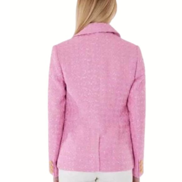 NWOT Dolce Cabo Double Breasted Boucle Jacket Tweed Pink - Picture 3 of 13